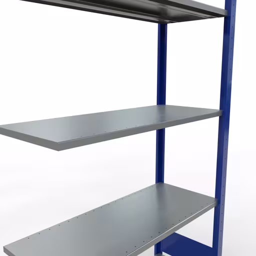 Aanbouwrekken, legbordstellingen, insteeksysteem MULTIplus150, 2000 x 1000 x 400 mm (HxBxD), 5 legborden, lengtestangen, RAL 5010 gentiaanblauw/verzinkt uit de categorie aanbouwrekken met GTIN 4004514280169 Aanbouwrekken, rekken, insteeksysteem MULTIplus150, 2000 x 1000 x 400 mm, 5 legborden, lengtestangen, RAL 5010 gentiaanblauw/verzinkt van Schulte Lagertechnik uit het assortiment insteeksysteem