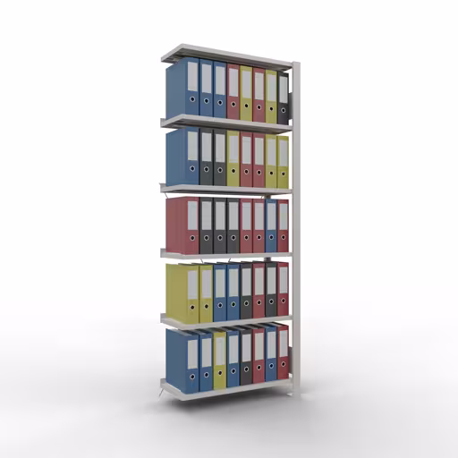 Aanbouwrekken, kantoorrekken, insteeksysteem MULTIplus85, 2000 x 750 x 300 mm, 6 planken, dwarsschoor, met aanslaglijst, lichtgrijs van Schulte Lagertechnik uit het assortiment kantoorrekken