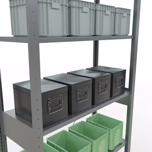 Basisplank, legbord, insteeksysteem MULTIplus85, 2500 x 1000 x 400 mm, 6 legborden, verzinkt van het merk Schulte Lagertechnik uit het assortiment insteeksysteem