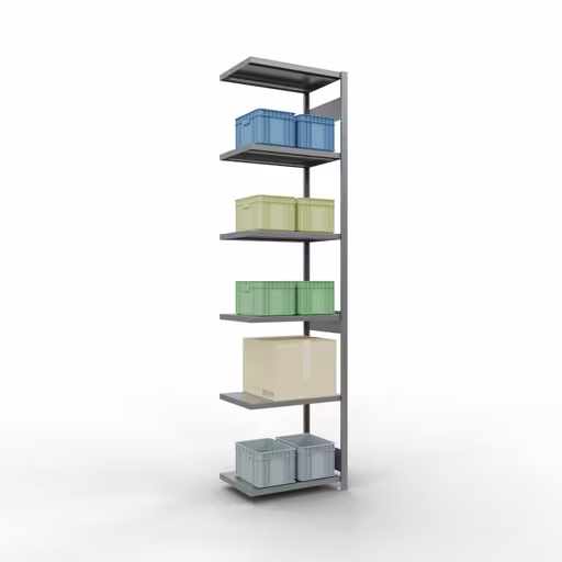 Figuur nr. 9 van het artikel aanbouwrekken, legbordstellingen, insteeksysteem MULTIplus250, 3000 x 750 x 500 mm, 7 legborden, verzinkt uit de productgroep insteeksysteem van het merk Schulte Lagertechnik.
