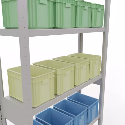 Figuur nr. 15 van het artikel basisrek, legbord, insteeksysteem MULTIplus250, 2500 x 1000 x 300 mm, 6 legborden, lengtestangen, RAL 7035 lichtgrijs uit de productgroep insteeksysteem van Schulte Lagertechnik.