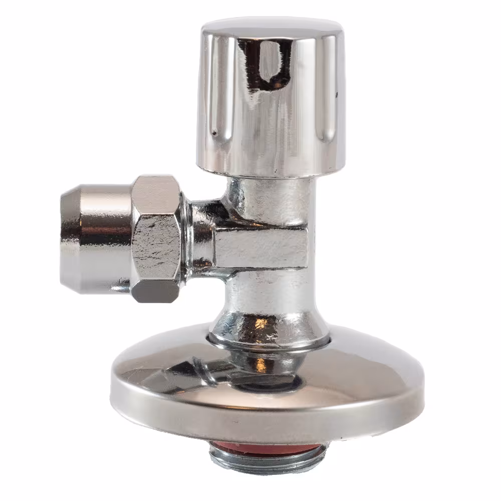 Hoekstopkraan 1/2 inch zelfdichtend chroom van het merk Puteus uit het kraanprogramma
