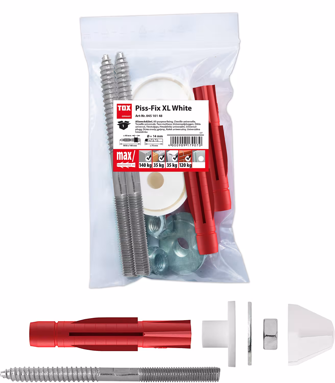 Urinoir- & wastafelopzet Piss-Fix XL M10 wit van het merk TOX uit het pluggenassortiment