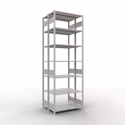 Basisplank, dubbele plank, plankinsteeksysteem MULTIplus150, 3000 x 1000 x (2x400) mm, 2x7 planken, RAL 7035 lichtgrijs van Schulte Lagertechnik met het artikelnr. 33142