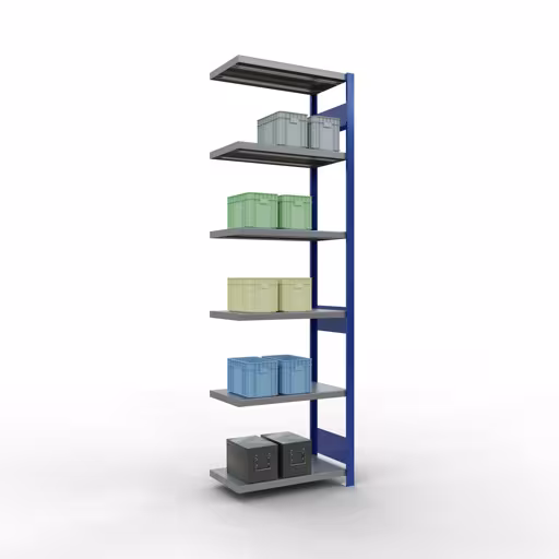 Afbeelding nr. 13 van het artikel aanbouwrekken, stellingrekken, insteeksysteem MULTIplus250, 2500 x 750 x 400 mm, 6 legborden, lengtestangen, RAL 5010 gentiaanblauw/verzinkt/verzinkt uit de productgroep insteeksysteem van Schulte Lagertechnik