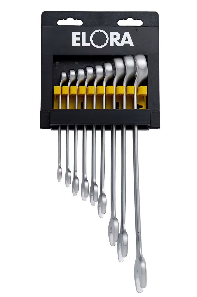 Ringsteeksleutelset DIN 3113, vorm B, 9-delig 8-22 mm, ELORA-205-KH 9 uit de categorie ringsleutels met artikelnr. 0205500902000