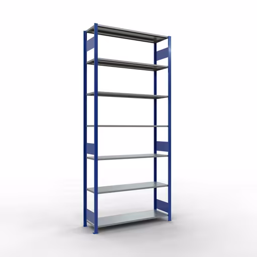 Extra afbeelding van het artikel Basisplank, legplank, insteeksysteem MULTIplus150, 3000 x 1300 x 400 mm, 7 legborden, RAL 5010 gentiaanblauw/verzinkt vanaf basisplank