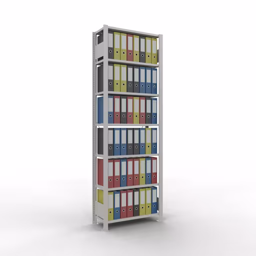 Productafbeelding nr. 13 van het artikel basisplank, kantoorplank, insteeksysteem MULTIplus85, 2300 x 750 x 300 mm, 7 planken, kruisschoor, zonder aanslaglijst, lichtgrijs Figuur nr. 13 van het artikel, kantoorrekken, insteeksysteem MULTIplus85, 2300 x 750 x 300 mm, 7 planken, zonder aanslaglijst, lichtgrijs uit de productgroep kantoorrekken van Schulte Lagertechnik.