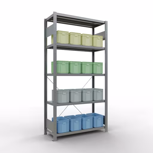 Productafbeelding nr. 15 van het artikel basisplank, legbord, insteeksysteem MULTIplus250, 2000 x 1000 x 400 mm, 5 legborden, kruisschoor, verzinkt uit het assortiment insteeksysteem van het merk Schulte Lagertechnik