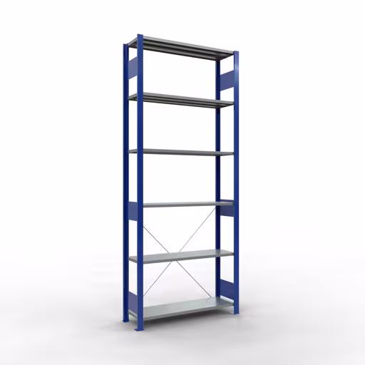Extra afbeelding van het artikel basisplank, legplank, insteeksysteem MULTIplus150, 2500 x 1000 x 300 mm, 6 legborden, RAL 5010/verzinkt vanaf basisplank