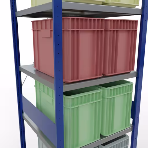 Productafbeelding nr. 14 van het artikel basisplank, legbord, insteeksysteem MULTIplus250, 3000 x 750 x 800 mm (HxBxD), 7 legborden, kruisschoor, RAL 5010 gentiaanblauw/verzinkt/verzinkt Figuur nr. 14 van het artikel basisrek, legbord, insteeksysteem MULTIplus250, 3000 x 750 x 800 mm, 7 legborden, kruisschoor, RAL 5010 gentiaanblauw/verzinkt/verzinkt uit de insteeksysteem productgroep van Schulte Lagertechnik.