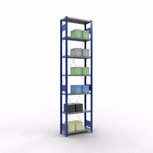 Figuur nr. 8 van het artikel basisrek, legplank-insteeksysteem MULTIplus250, 3000 x 750 x 300 mm, 7 legborden, RAL 5010 gentiaanblauw/verzinkt/verzinkt uit de productgroep insteeksysteem van het merk Schulte Lagertechnik