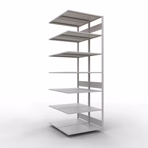 Aanbouwrekken, dubbele rekken, rekkensysteem MULTIplus150, 3000 x 1000 x (2x600) mm, 2x7 planken, RAL 7035 lichtgrijs van Schulte Lagertechnik met het artikelnr. 33167
