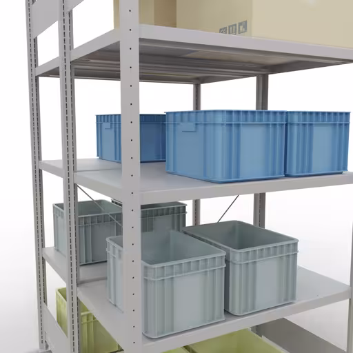Basisplank, dubbele plank, rekkensysteem MULTIplus250, 2000 x 1000 x (2x600) mm, 2x5 planken, kruisschoor, RAL 7035 lichtgrijs van Schulte Lagertechnik uit de categorie rekken