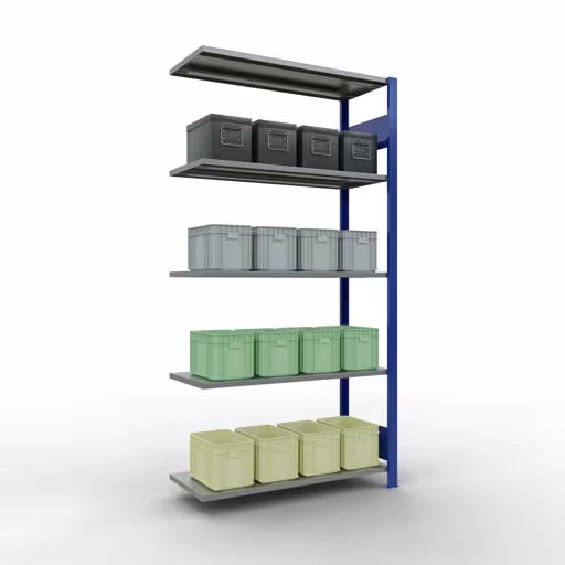 Figuur nr. 12 van het artikel aanbouwrekken, legbordstellingen, insteeksysteem MULTIplus85, 2000 x 1000 x 400 mm, 5 legborden, RAL 5010 gentiaanblauw uit de productgroep insteeksysteem van het merk Schulte Lagertechnik.