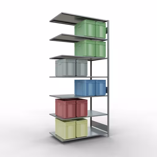 Extra afbeelding van het artikel Aanbouwplank, legbord, insteeksysteem MULTIplus150, 3000 x 1300 x 800 mm, 7 legborden, lengtestangen, verzinkt vanaf opzetplank