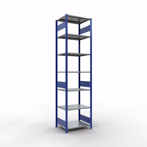 Productafbeelding nr. 14 van het artikel basisrek, legbord, insteeksysteem MULTIplus150, 3000 x 750 x 600 mm, 7 legborden, RAL 5010 gentiaanblauw/verzinkt/verzinkt uit het insteeksysteem-assortiment van Schulte Lagertechnik
