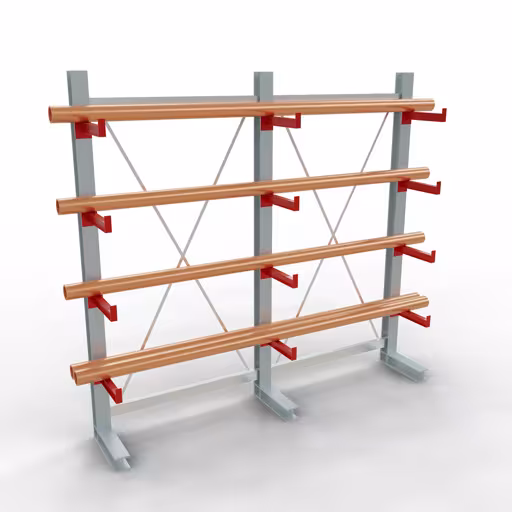 Afbeelding nr. 11 van het artikel K 3000 complete stelling, eenzijdig, 2500 x 2600 x 400 mm, RAL 7001 / RAL 3000, 5 opslagniveaus uit de productgroep draagarmstellingen van Schulte Lagertechnik