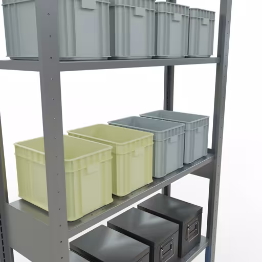 Productafbeelding nr. 13 van het artikel basisplank, legbord, insteeksysteem MULTIplus85, 2500 x 1000 x 300 mm (HxBxD), 6 legborden, lengtestangen, verzinkt Figuur nr. 13 van het artikel basisrek, legplank-insteeksysteem MULTIplus85, 2500 x 1000 x 300 mm, 6 legborden, verzinkt uit de productgroep insteeksysteem van het merk Schulte Lagertechnik.