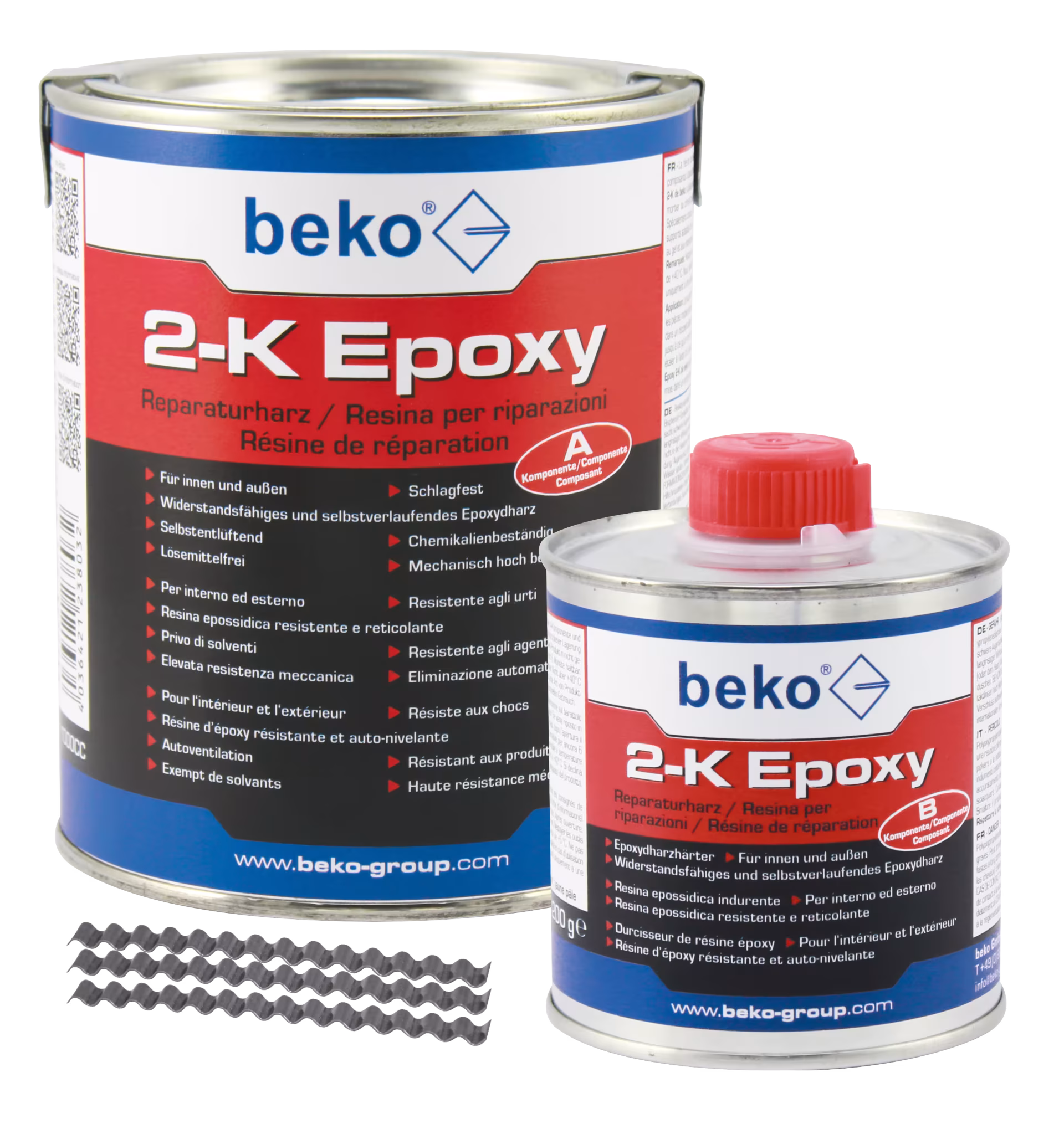 2-K epoxy reparatiehars 1 kg, inclusief 10 x dekvloerklemmen 6 x 70 mm van Beko 2-componenten epoxy-reparatiehars 1 kg, inclusief 10 x dekvloerklemmen 6 x 70 mm uit de categorie plamuur & epoxyhars met artikelnr. 238 1 1000