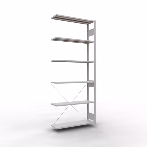 Figuur nr. 11 van het artikel aanbouwrekken, legbordstellingen, insteeksysteem MULTIplus85, 2500 x 1000 x 300 mm, 6 legborden, RAL 7035 lichtgrijs uit de productgroep insteeksysteem van Schulte Lagertechnik.