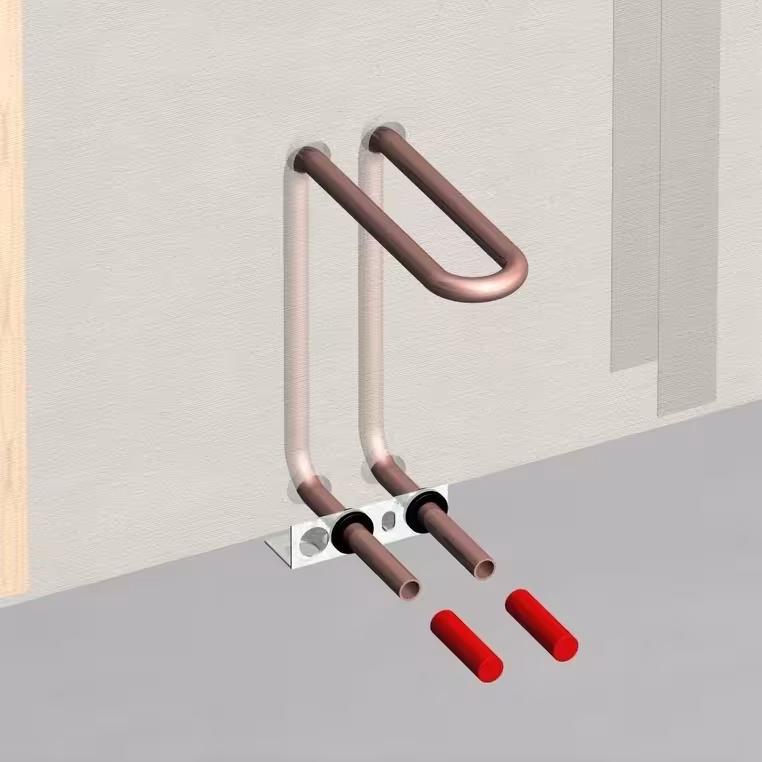 Verwarmingsbox1 C- en L-vorm voor ø15mm Cu-buis van het merk Ortwein uit het radiatorassortiment