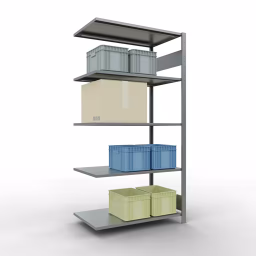 Productafbeelding nr. 14 van het artikel Aanbouwrekken, legbordstellingen, insteeksysteem MULTIplus85, 2000 x 1000 x 600 mm (HxBxD), 5 legborden, lengtestangen, verzinkt Figuur nr. 14 van het artikel aanbouwrekken, legbordstellingen, insteeksysteem MULTIplus85, 2000 x 1000 x 600 mm, 5 legborden, verzinkt uit de productgroep insteeksysteem van het merk Schulte Lagertechnik.