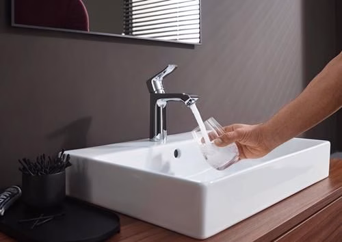 Detailbild 4076661 Hansgrohe METRIS 110 ééngreeps wastafelmengkraan, nominale breedte 15 ComfortZone 110 met verzinkbare afvoer G 1 1/4 inch chroom
