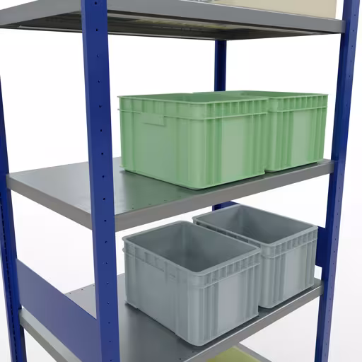 Basisplank, legbord, insteeksysteem MULTIplus330, 3000 x 1000 x 600 mm, 7 legborden, lengtestangen, RAL 5010 gentiaanblauw/verzinkt van Schulte Lagertechnik uit het assortiment insteeksysteem