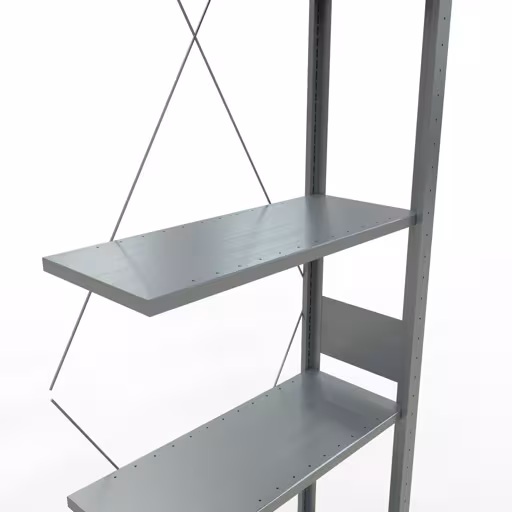 Extra afbeelding van het artikel Aanbouwplank, legplank, insteeksysteem MULTIplus150, 3000 x 750 x 300 mm, 7 legborden, kruisschoor, verzinkt vanaf opzetplank