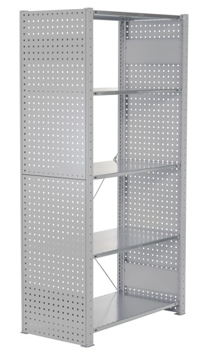 Geperforeerd paneel zijpaneel, 90 x 1000 x 600 mm (H x D), RAL 7035 lichtgrijs met artikelnr. 35668 Geperforeerde plaat zijpaneel, 90 x 1000 x 600 mm (H x D), RAL 7035 lichtgrijs van Schulte Lagertechnik uit de categorie plug-in systeem