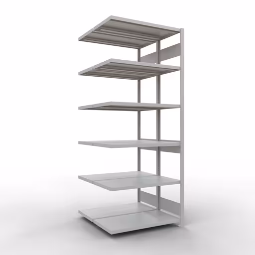 Aanbouwrekken, dubbele rekken, rekkensysteem MULTIplus250, 2500 x 1000 x (2x500) mm (HxBxD), 2x6 planken, lengtestangen, RAL 7035 lichtgrijs van Schulte Lagertechnik Aanbouwrekken, dubbele rekken, stellingsysteem MULTIplus250, 2500 x 1000 x (2x500) mm (HxBxD), 2x6 planken, lengtestangen, RAL 7035 lichtgrijs, dubbele planken, art.nr. 33256