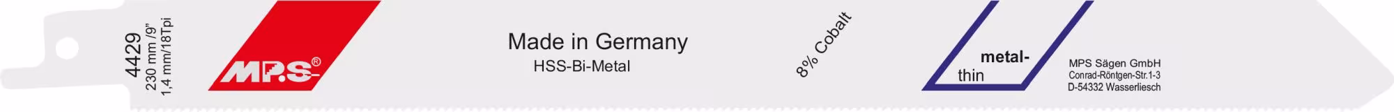 MPS bimetaal-reciprozaagblad gefreesd en ingesteld voor de bewerking van hout en metalen materialen, reciprozaagblad, art.nr. 4429-5