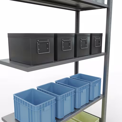Aanbouwrekken, rekken, insteeksysteem MULTIplus150, 2000 x 1000 x 400 mm, 5 legborden, lengtestangen, verzinkt van Schulte Lagertechnik uit het assortiment insteeksysteem