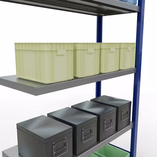 Aanbouwrekken, rekken, insteeksysteem MULTIplus250, 2000 x 1000 x 400 mm, 5 legborden, RAL 5010 gentiaanblauw/verzinkt van Schulte Lagertechnik uit de categorie insteeksystemen