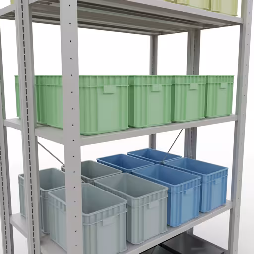 Afbeelding nr. 13 van het artikel basisplank, dubbele plank, legplank-insteeksysteem MULTIplus150, 2000 x 1000 x (2x300) mm, 2x5 legborden, kruisschoor, RAL 7035 lichtgrijs uit de productgroep legbordstellingen van Schulte Lagertechnik