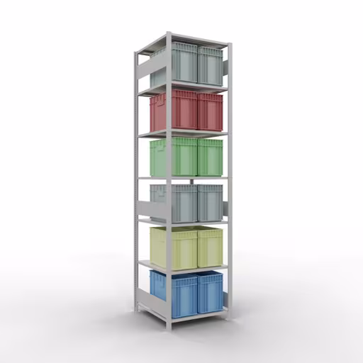 Extra afbeelding van het artikel Basisplank, legplank, insteeksysteem MULTIplus150, 3000 x 750 x 800 mm, 7 legborden, lengtestangen, RAL 7035 lichtgrijs van basisplank
