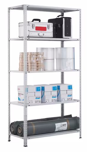 Basisplank, legbord, schroefsysteem MULTIplus250, 2000 x 1000 x 500 mm (HxBxD), verzinkt, 5 legborden van Schulte Lagertechnik Basisplank, legplank, schroefsysteem MULTIplus250, 2000 x 1000 x 500 mm (HxBxD), verzinkt, 5 legborden, basisplank, art.nr. 10950