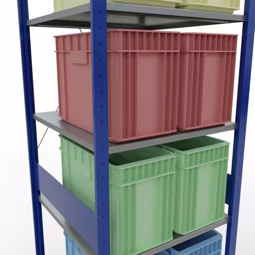 Andere weergave van het artikel Basisplank, legbord-insteeksysteem MULTIplus150, 3000 x 750 x 800 mm, 7 legborden, RAL 5010 gentiaanblauw/verzinkt/verzinkt uit de categorie insteeksysteem