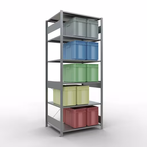 Productafbeelding nr. 12 van het artikel basisplank, legbord, insteeksysteem MULTIplus150, 2500 x 1000 x 800 mm (HxBxD), 6 legborden, kruisschoor, verzinkt Figuur nr. 12 van het artikel basisrek, legplank-insteeksysteem MULTIplus150, 2500 x 1000 x 800 mm, 6 legborden, verzinkt uit de productgroep insteeksysteem van het merk Schulte Lagertechnik.