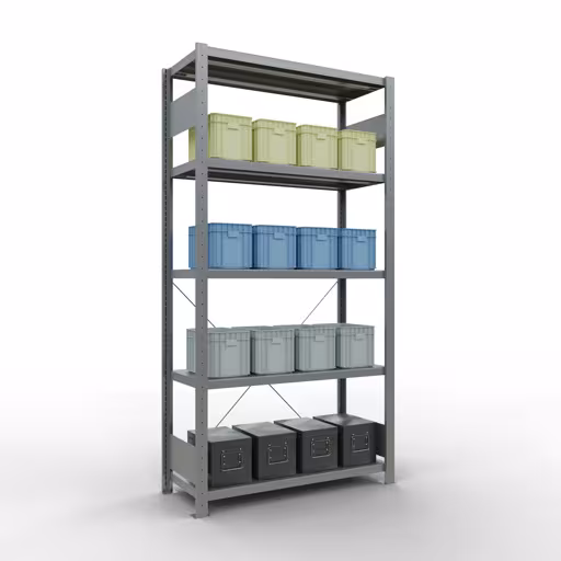 Afbeelding nr. 12 van het artikel basisrek, legbord, insteeksysteem MULTIplus330, 2000 x 1000 x 400 mm, 5 legborden, kruisschoor, verzinkt uit de productgroep insteeksysteem van Schulte Lagertechnik