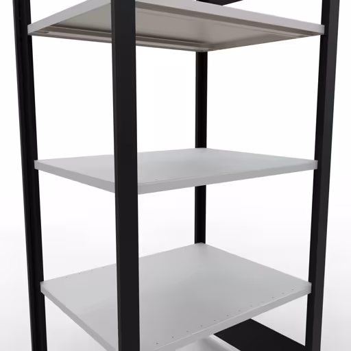 Basisstelling, kantoorstelling, insteeksysteem MULTIplus150, 1800 x 750 x 600 mm, 5 planken, lengtestangen, zonder middenaanslag, zwart/lichtgrijs van Schulte Lagertechnik uit de categorie kantoorrekken