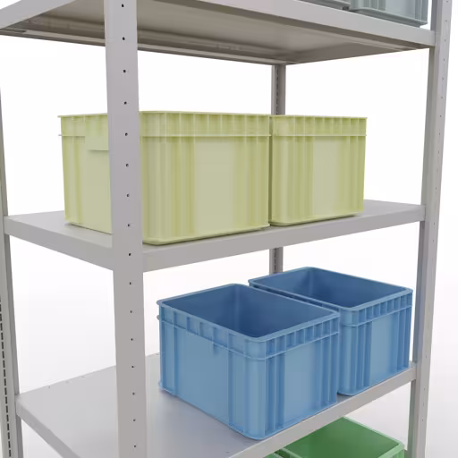 Figuur nr. 13 van het artikel basisrek, legbord, insteeksysteem MULTIplus250, 2000 x 1000 x 600 mm, 5 legborden, lengtestangen, RAL 7035 lichtgrijs uit de productgroep insteeksysteem van Schulte Lagertechnik.