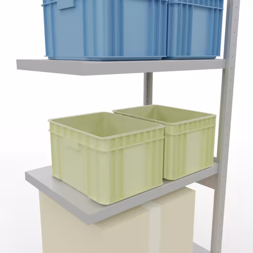 Figuur nr. 13 van het artikel aanbouwrekken, legbordstellingen, insteeksysteem MULTIplus250, 2500 x 750 x 500 mm, 6 legborden, lengtestangen, RAL 7035 lichtgrijs uit de insteeksysteem productgroep van Schulte Lagertechnik.