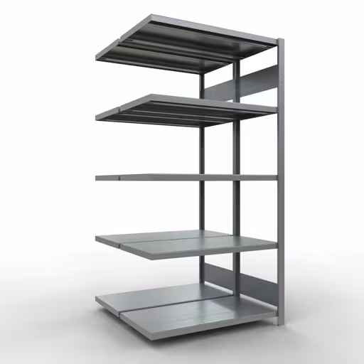 Aanbouwrekken, dubbele rekken, rekkensysteem MULTIplus250, 2000 x 1000 x (2x500) mm, 2x5 planken, lengtestangen, verzinkt van Schulte Lagertechnik uit de categorie rekken