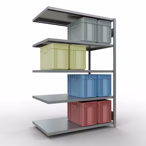 Figuur nr. 9 van het artikel aanbouwrekken, legbordstellingen, insteeksysteem MULTIplus250, 2000 x 1300 x 800 mm, 5 legborden, verzinkt uit de productgroep insteeksysteem van het merk Schulte Lagertechnik.