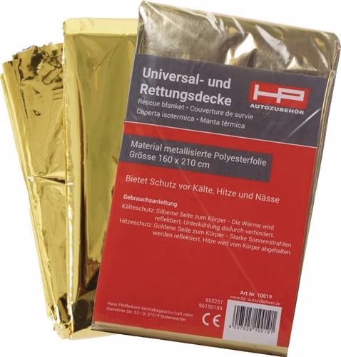 Nooddeken DIN 13164 L2100xW1600xH0.2 ca. mm, opgevouwen afmetingen ca. 144x80x20 mm, van het merk HP Auto Accessories Nooddeken DIN 13164 L2100xW1600xH0.2 ca. mm, opgevouwen afmetingen ca. 144x80x20mm, uit de categorie autoaccessoires HP met artikelnummer 4000818628