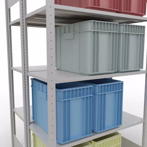 Productafbeelding nr. 8 van het artikel basisplank, dubbele plank, legbord, insteeksysteem MULTIplus150, 2000 x 1000 x (2x500) mm, 2x5 legborden, RAL 7035 lichtgrijs uit het assortiment legborden van Schulte Lagertechnik