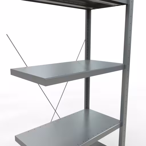 Figuur nr. 9 van het artikel aanbouwrekken, legbordstellingen, insteeksysteem MULTIplus250, 2000 x 750 x 400 mm, 5 legborden, kruisschoor, verzinkt uit de productgroep insteeksysteem van Schulte Lagertechnik.
