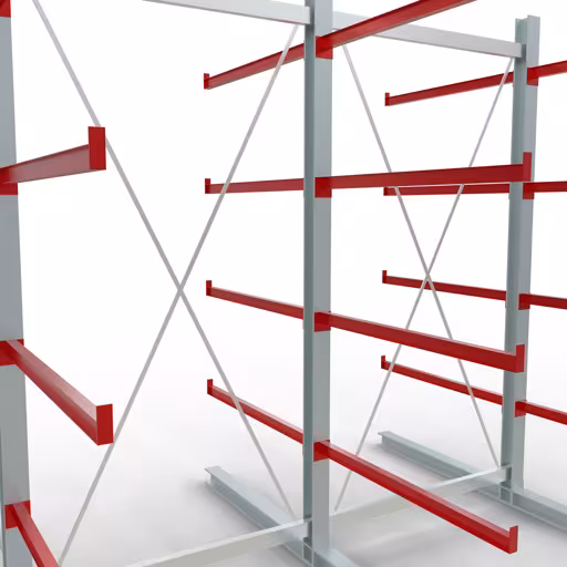 Productafbeelding nr. 11 van artikel K 6000 compleet legbord, dubbelzijdig, 3000 x 3000 x 2x 1250 mm, RAL 7001 / RAL 3000, 5 opslagniveaus Afbeelding nr. 11 van het artikel K 6000 complete stelling, dubbelzijdig, 3000 x 3000 x 2x 1250 mm, RAL 7001 / RAL 3000, 5 opslagniveaus uit de productgroep draagarmstellingen van Schulte Lagertechnik